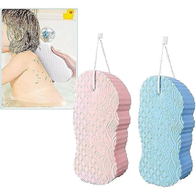 Pore Aluchy 2 Pcs Super Soft Exfoliating Bath Sponge - Exfoliating Sponge Shower Brush, Exfoliating Bath Sponge, Ultra Soft 3D Exfoliating Bath Body Shower Sponge (A) - Image 1